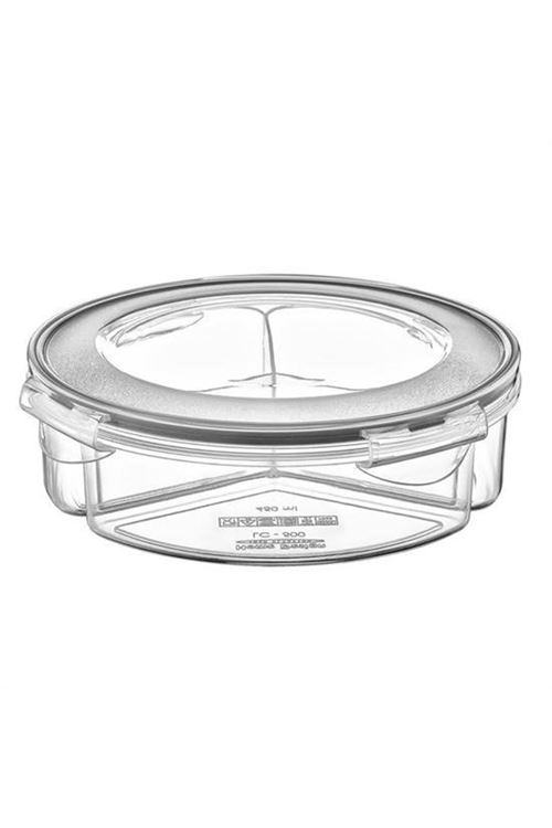 BUFFER® 3 Bölmeli Sızdırmaz Contalı Kilitli Kapaklı 1,35 Litre yuvarlak Erzak Saklama Kabı LC-500