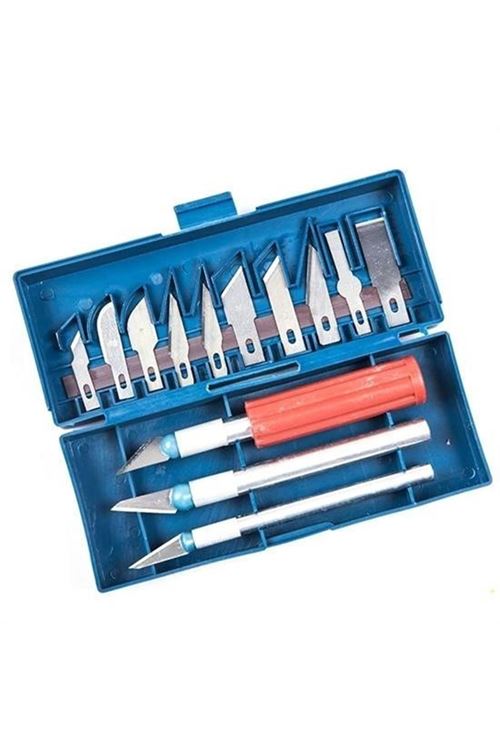 BUFFER® Zanaat 16 Parça Hobi Gravür Ahşap Heykel Çömlek Oyma Şekil Verme 13 Maket Bıçak Neşter Seti