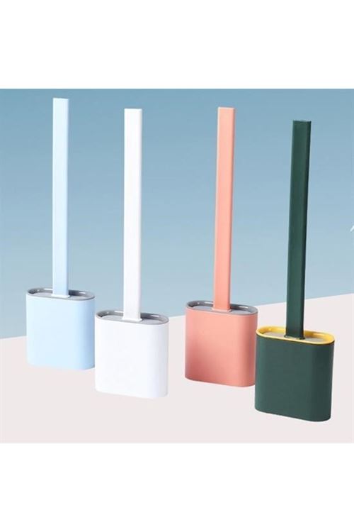 BUFFER® Duvara Monte Edilebilir Kapaklı Askılı Klozet Yumuşak Silikon Başlıklı Tuvalet Fırçası Seti