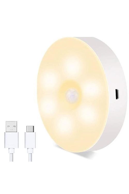BUFFER® Hareket Sensörlü Usb Şarjlı Spot Lamba Mıknatıslı ve Yapışkanlı Gün Işığı Renk Led