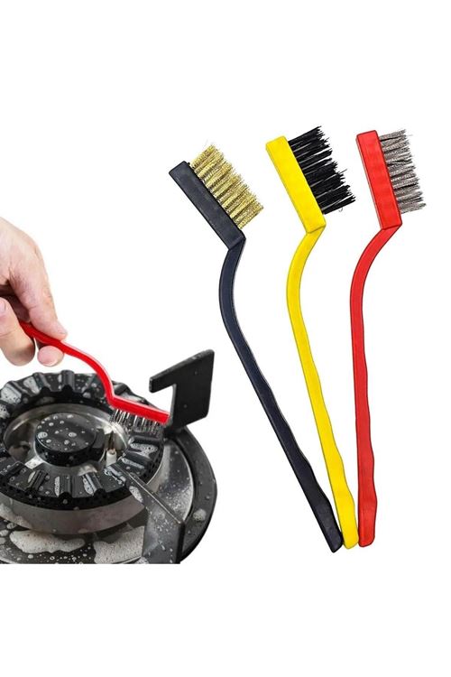 BUFFER®  3 lü Detaylı Temizlik Bakır,Demir ve Sert Plastik Tel Fırça