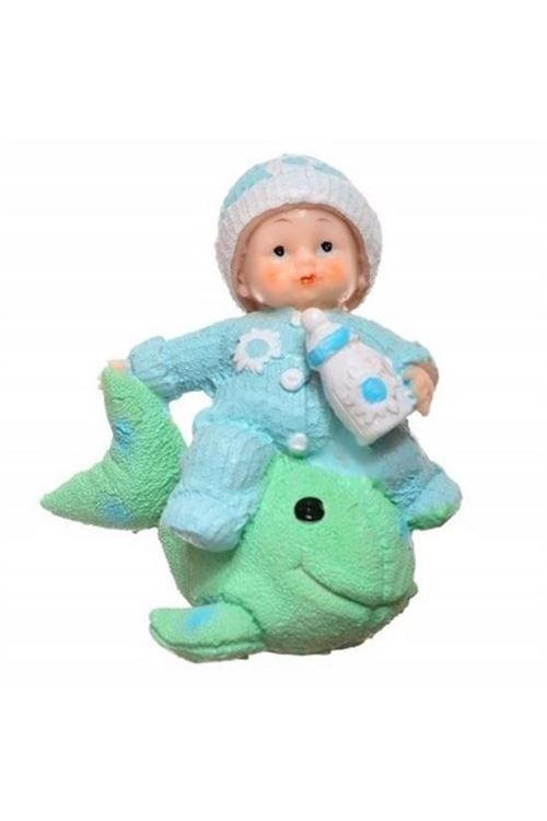 BUFFER® Decotown Hediyelik Sevimli Mavi Bebek Biblo Polyester Süs Eşyası