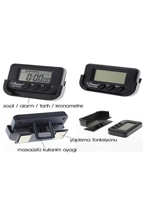 BUFFER® Ev ve Araç Tipi Dijital Saat Kronometreli Alarmlı Pilli Saat