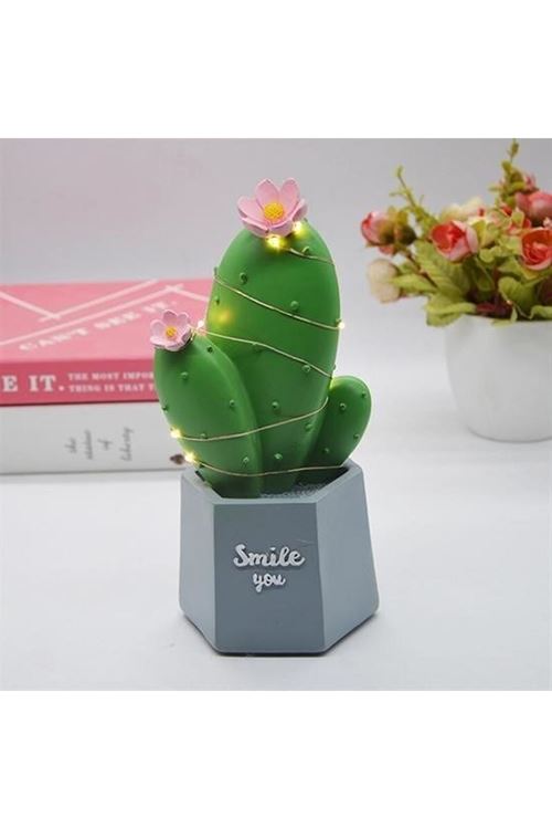 BUFFER® Led Işıklı Kaktüs Biblo Ev Dekorasyon ve Hediyelik Eşya Led Aydınlatma