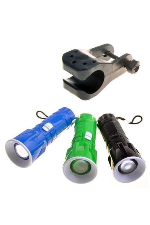 BUFFER® Pilli Zoomlu Ledli Bisiklet Ön Farı El Feneri Aydınlatma Lambası