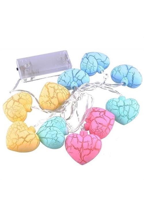 BUFFER® 10lu Renkli Kalp Şeklinde Dekoratif Dolama Led Aydınlatması