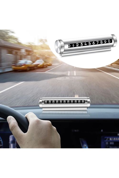 BUFFER® Alüminyum Kasa Gri Renk Çevirmeli Araç Içi Telefon Numaratörü Park Oto Numaratörü