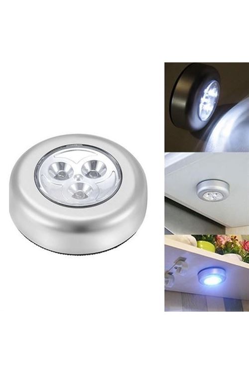 BUFFER® Kablosuz Spot Pilli Dokunmatik Led Lamba 3 Ledli Dolap Lambası