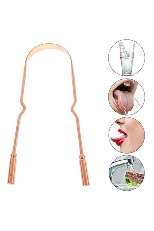 BUFFER® Bakır Oil Pulling Yağ Çekme Dil Plak Temizleme Aleti Dil Fırçası Sıyırıcı Dil Kaşığı