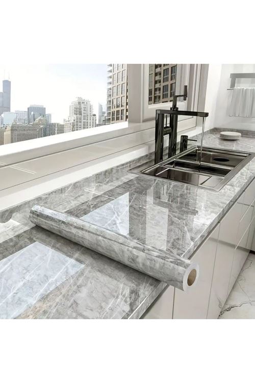 BUFFER® Mermer Desenli Sticker Folyo Atina Grisi 60CM*5MT