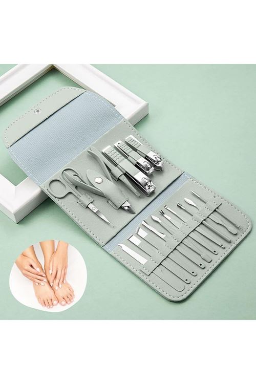 BUFFER® Kendiliğininden Çantalı Seyahat Tipi 16 Parça Manikür Pedikür Seti