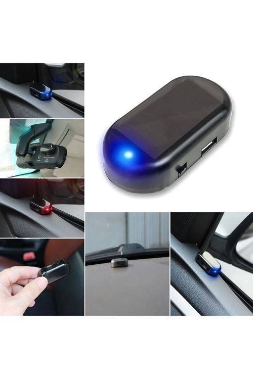 BUFFER®  Araç İçin Caydırıcı Solar Enerji İle Şarj Olan  Güçlü Yapışkanlı Işıklı Plastik Mini Alarm