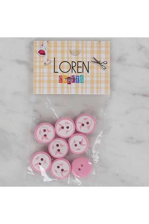 Loren Crafts pembe 8 li balık düğme - 571