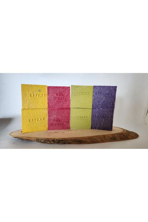 Doğal Üretim Sabunu Karışık (Safran-Gül-Lavanta-Aleovera) 8'li Set