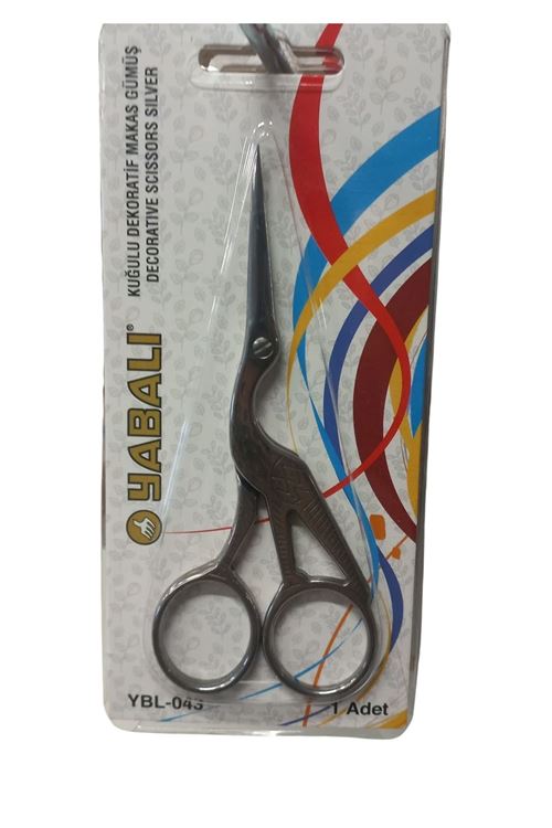 Nakış Makası Kuğulu Dekoratif Makas Gümüş YBL-043 Model 13