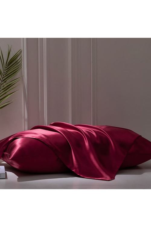 Antibakteriyel Terletmeyen İpek Saten Yastık Kılıfı 2'li 50x70 Bordo