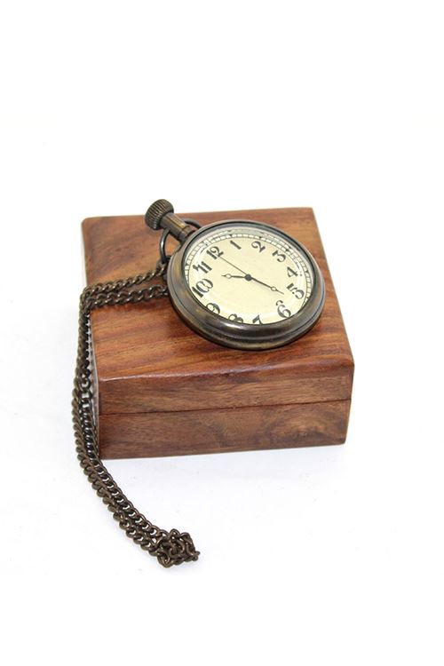 Ahşap Kutulu Pirinç Köstekli Saat Model 1