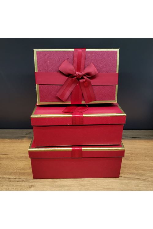 Tasarım 3'lü Kurdeleli Hediye Kutusu Seti