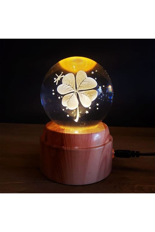 Yonca Tasarımlı USB Dönen Cam Küre