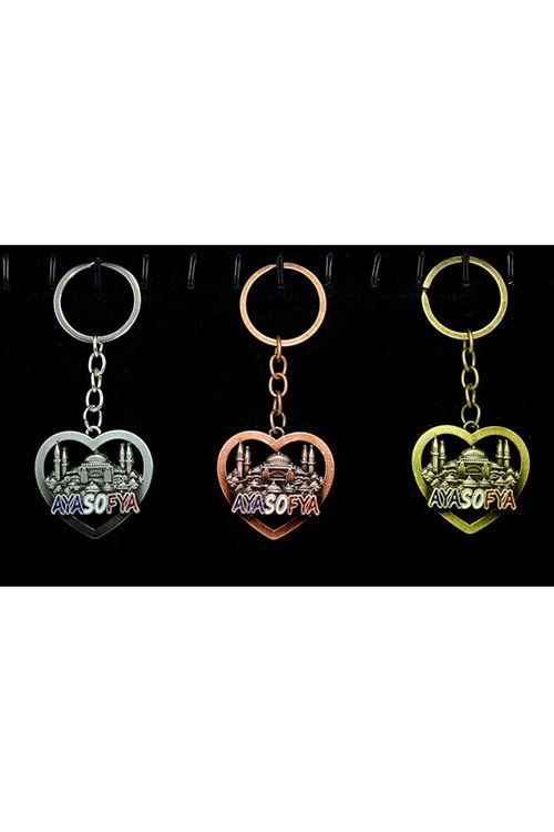 Metal Ayasofya Anahtarlık Kalp Tasarımlı