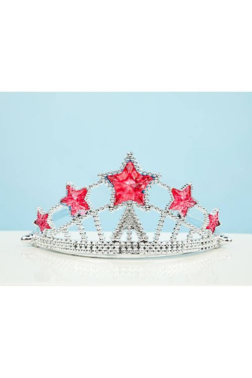 Kırmızı Yıldız Taşlı Plastik Elsa Tacı Çocuk Boy