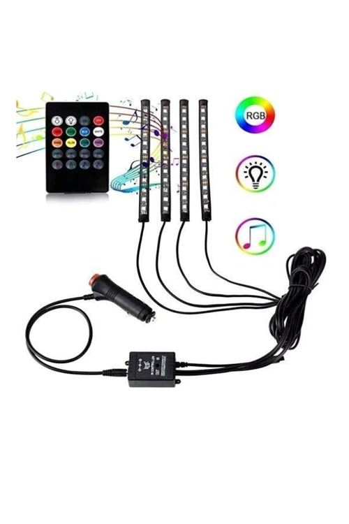 Araç İçi Ayak Altı Sese Duyarlı Şerit Led 4'lü Set