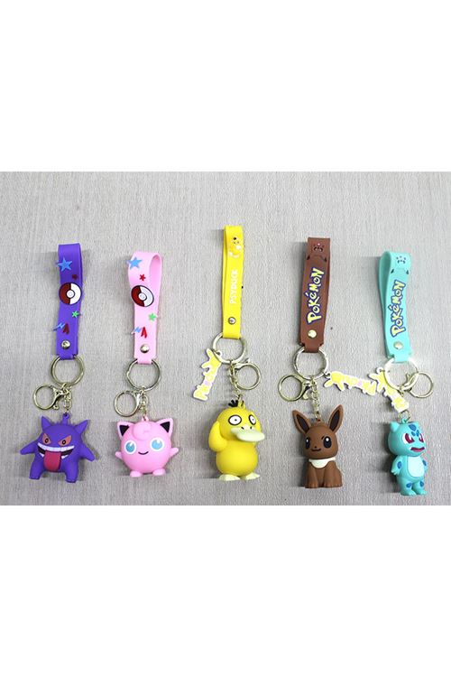 Pokemon Serisi Karışık Karakterler Silikon Anahtarlık