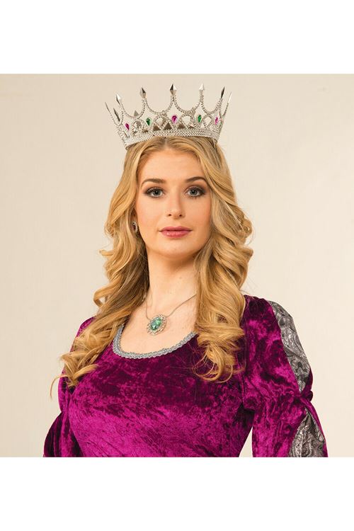Taşlı Rönesans Kraliyet Gümüş Renk Kraliçe Tacı
