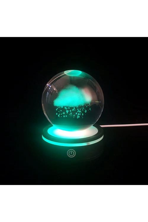 USB'li Yağmur Bulutu Tasarımlı Dönen Cam Küre