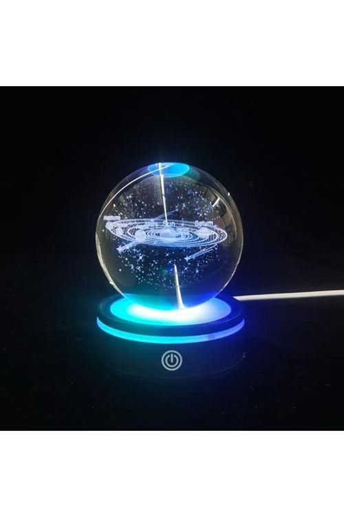 USB'li Gezegenler Tasarımlı Dönen Cam Küre