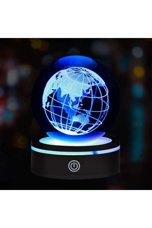 USB'li Dünya Tasarımlı Dönen Cam Küre