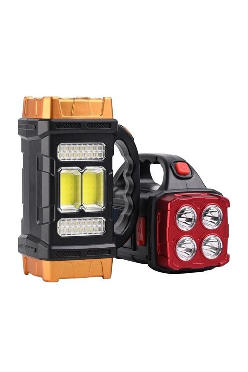 BUFFER® Solar ve USB Şarjlı LED + COB El Feneri | 1500 mAh Şarjlı Taşınabilir Çalışma Işığı–Su Geçirmez