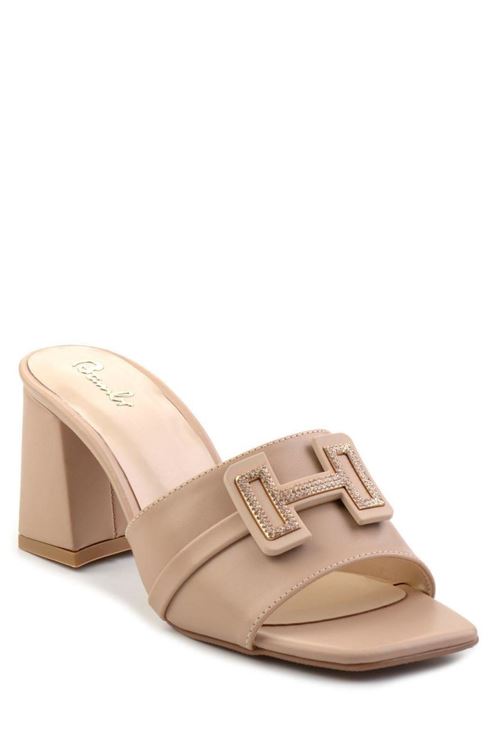 Erew Bej Cilt Topuklu Terlik