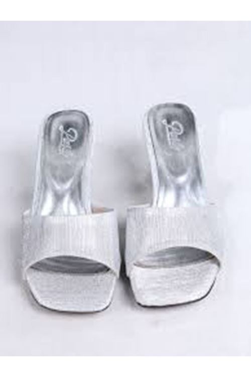 Luart Gümüş Simli Topuklu Terlik