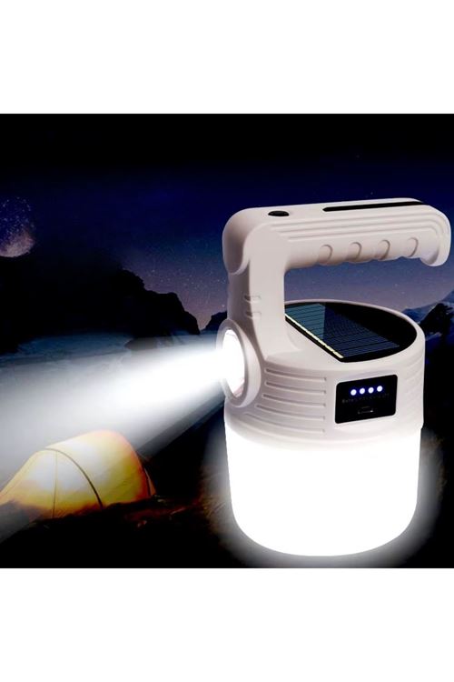 BUFFER® LED Güneş Enerjili Kamp Lambası–2000 Lümen Süper Parlak, 5 Aydınlatma Modlu,USB ile Şarj Edilebilir Dış Mekan,Asılabilir Torch El Feneri