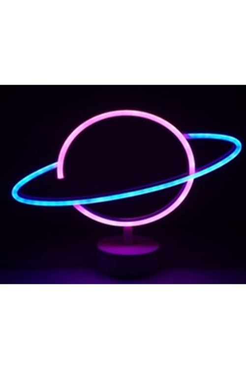 Neon Işıklı Satürn Lamba