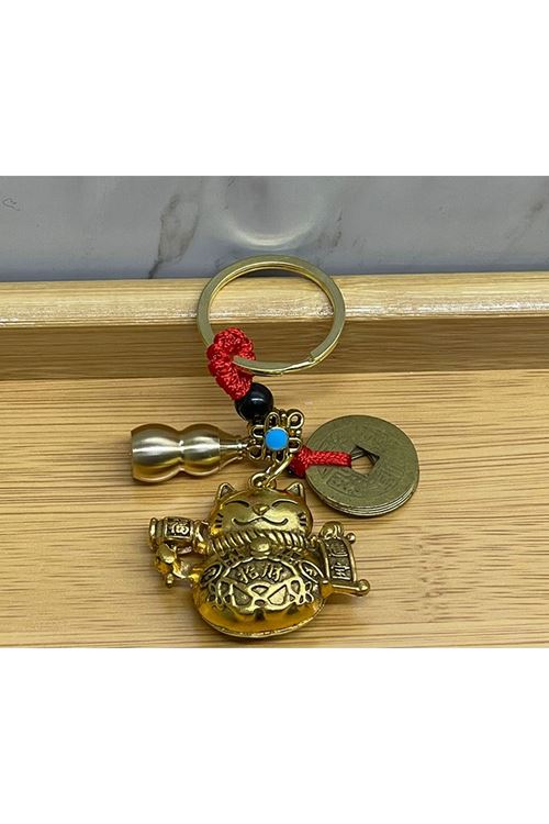 Metal Şans Ve Bereket Kedisi Anahtarlık Model 1