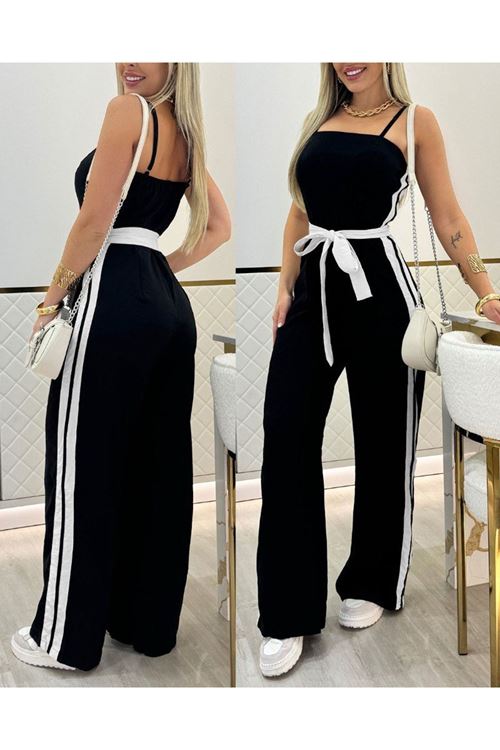 Kadın Ip Askılı Straplez Belden Kuşaklı Viskon Iki Iplik Tulum