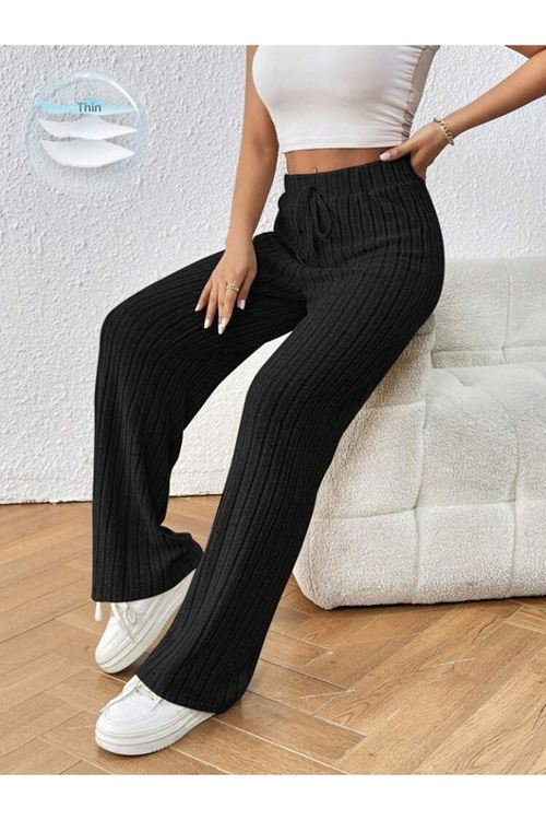 Kadın Hafif şardonlu Full Likralı Fitilli Kaşkorse Kumaş Bol Paça Pantolon