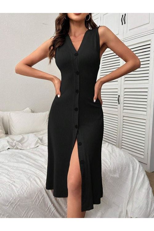 Kadın V Yakalı önden Düğmeli Kaşkorse Elbise