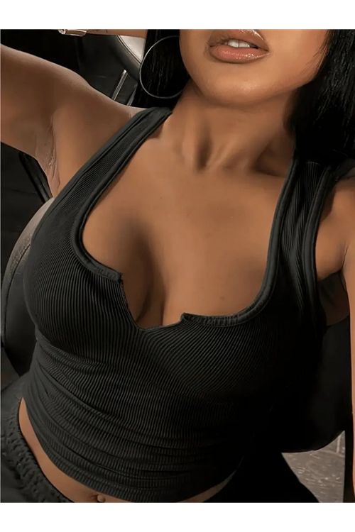 Kadın Kolsuz V Yakalı Kaşkorse Bluz