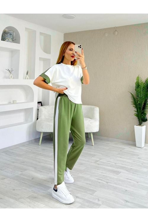 Kadın Modal Dokulu Kumaş Yanı şeritli Takım