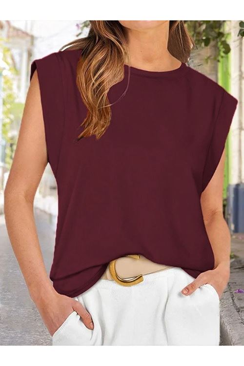 Kadın Kısa Kollu Bisiklet Yaka Viskon Bluz