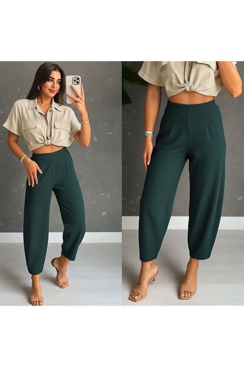 Kadın Yüksek Bel Krep Pantolon