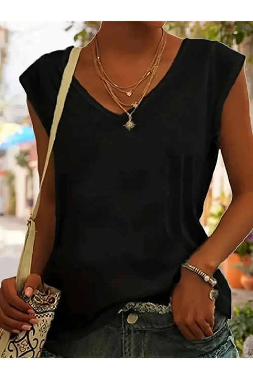 Kadın Kısa Kollu V Yakalı Viskon Bluz