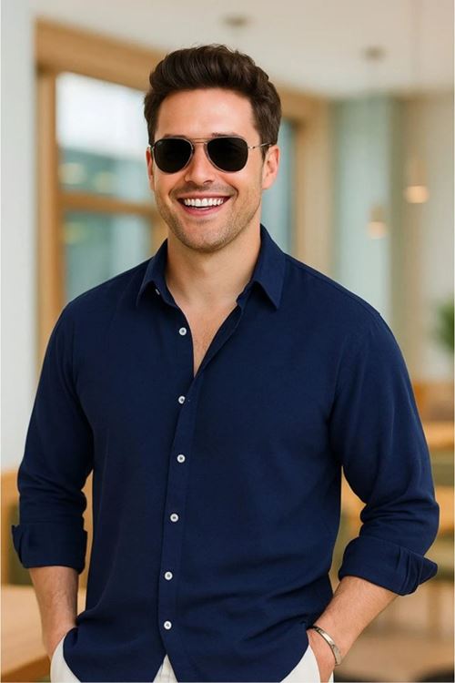 Erkek Uzun Kollu Regular Sofya Keten Gömlek