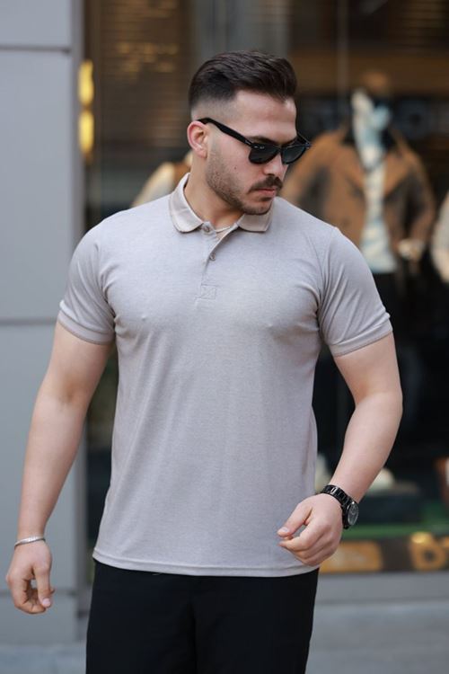 Erkek Yakalı Kagi Kumaş Kısa Kollu T-shirt