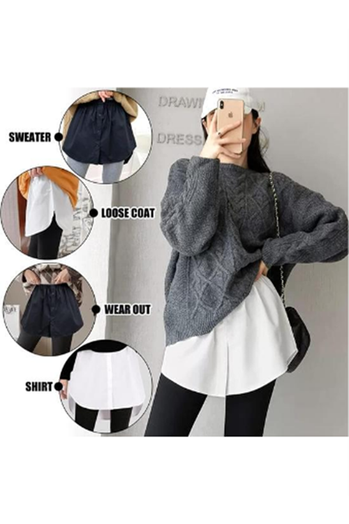 Lastikli Düğmeli Kurtarıcı Gömlek Altı Eteklik -Beyaz