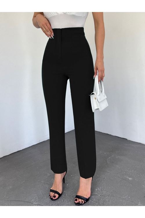 Zra Pileli Havuç Pantolon -Siyah