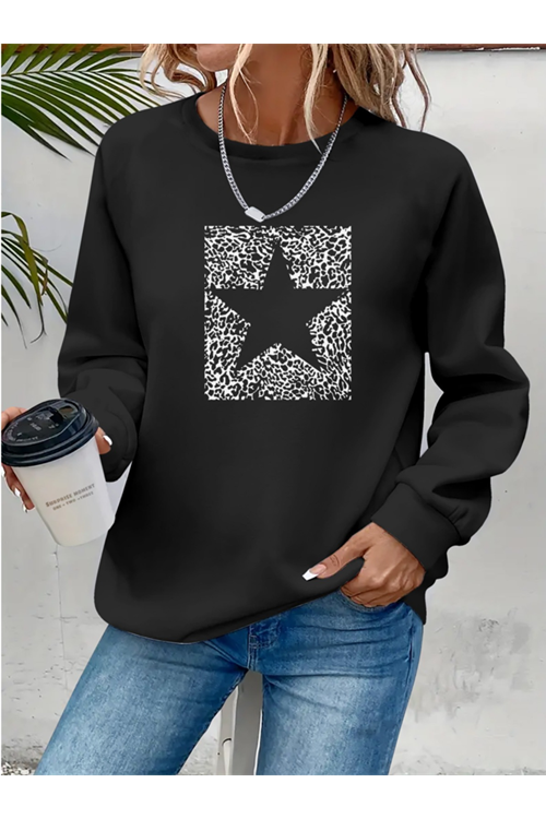 Kadın Uzun Kollu Bisiklet Yaka Desenli Viskon Iki Iplik Bluz